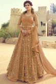 Net Anarkali with Skirt in Light Peach Color