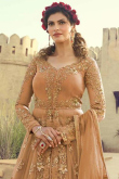 Net Anarkali with Skirt in Light Peach Color