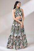 Net Army Green Embroidered Wedding Wear Lehenga