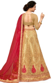 Net Beige Embroidered Indian Lehenga Choli