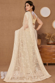 Net Beige Lace Embroidered Light Weight Saree