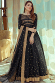 Net Black Anarkali Suit with Sequins Work for Wedding & Diwali