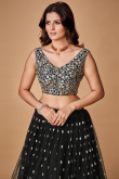 Net Black Dori Embroidered Flared Lehenga