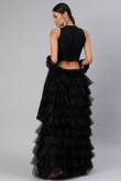 Net Black Resham Embroidered Layered Style Lehenga 