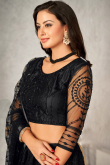 Net Black Resham Embroidered Panelled Style Lehenga 