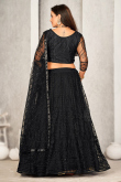 Net Black Resham Embroidered Panelled Style Lehenga 