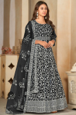 Net Black Resham Thread Embroidered Anarkali Suit 