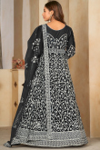 Net Black Resham Thread Embroidered Anarkali Suit 
