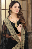 Net Black Saree With Zari Work For Festival