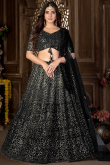 Net Black Sequins Embroidered A-line Lehenga 