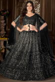 Net Black Sequins Embroidered A-line Lehenga 