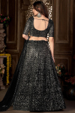 Net Black Sequins Embroidered A-line Lehenga 
