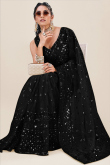 Net Black Sequins Embroidered Fancy Saree