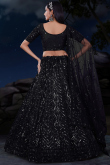 Net Black Sequins Embroidered Panelled Lehenga 