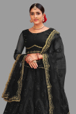 Net Black Stone Embellished Panelled Style Lehenga