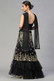 Net Black Zari Embroidered Layered Style Lehenga 