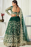 Net Bottle Green Lehenga With Cut Work