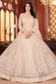 Net Cream Beige Lehenga with Sequins Work for Festival