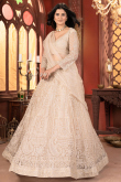 Net Cream Beige Lehenga with Sequins Work for Festival