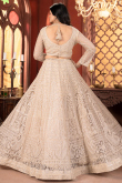 Net Cream Beige Lehenga with Sequins Work for Festival