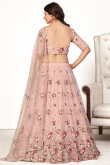 Net Creamy Pink Sequins Embroidered Flared Style Lehenga