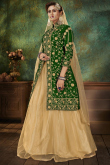 Net Indian Wedding Lehenga In Dark Beige Color