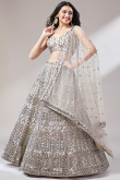 Net Dori Embroidered Cream Beige Panelled Style Lehenga 