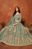 Net Dusty Green Sequins Embroidered A Line Lehenga 