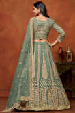Net Dusty Green Sequins Embroidered A Line Lehenga 