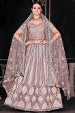 Net Dusty Pink Dori Embroidered A-line Lehenga