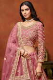 Net Dusty Pink Sequins Embroidered A Line Lehenga