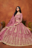 Net Dusty Pink Sequins Embroidered A Line Lehenga