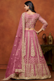 Net Dusty Pink Sequins Embroidered A Line Lehenga