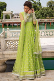 Net Embroidered Anarkali Suit In Light Green Colour