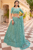 Net Embroidered Persian Green Lehenga