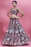Net Embroidered Wine Panelled Style Lehenga 