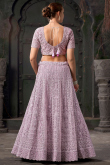Net Lavender Pink Dori Embroidered Panelled Style Lehenga