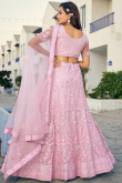 Net Lavender Pink Embroidered Flared Style Lehenga 