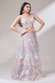 Net Lavender Purple Embroidered Panelled Style Lehenga