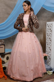 Net Lehenga Choli With Jacket In Light Pink Color