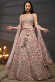Net Light Mauve Lehenga With Sequins Work For Weddings