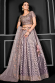 Net Light Mauve Patch Embroidered A-line Lehenga