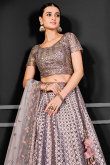 Net Light Mauve Patch Embroidered A-line Lehenga