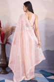 Net Light Peach Sequins Embroidered Light Weight Saree 