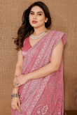Net Light Pink Lace Embroidered Light Weight Saree