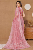 Net Light Pink Lace Embroidered Light Weight Saree