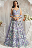 Net Light Purple Embroidered Panelled Style Lehenga