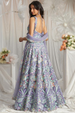 Net Light Purple Embroidered Panelled Style Lehenga