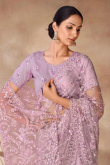Net Light Purple Sequins Embroidered Light Weight Saree 