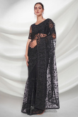 Net Light Weight Embroidered Black Partywear Saree